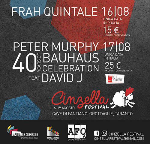 Cinzella Festival 2018: Frah Quintale e Peter Murphy tra gli ospiti