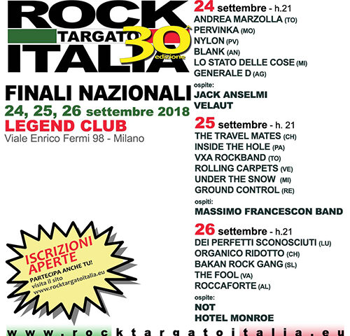 Rock Targato Italia 2018: Finali nazionali al via