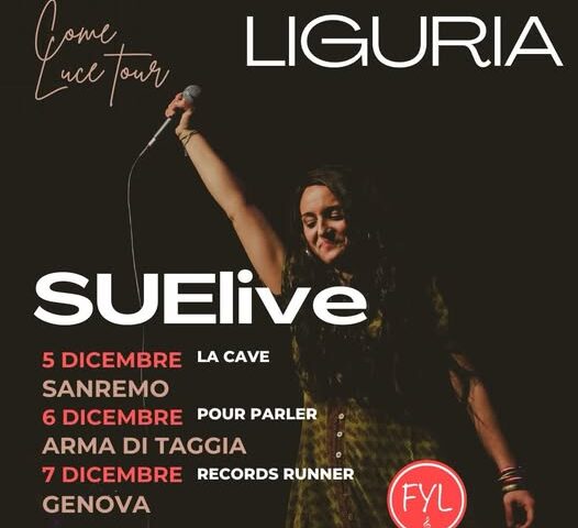 Sue in concerto: tre date in Liguria per la cantautrice lombarda #livedella sera