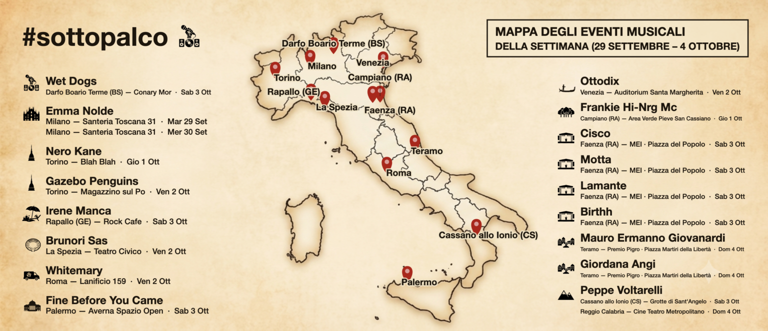 Sottopalco: i nostri live preferiti dal 29 settembre al 4 ottobre