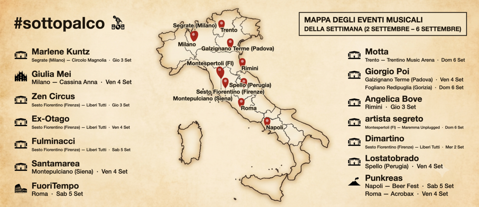 Sottopalco: i nostri live preferiti dal 2 al 6 settembre