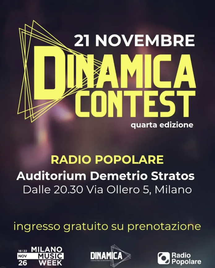 Dinamica Contest 2026: al via la manifestazione dedicata alla canzone d’autrice