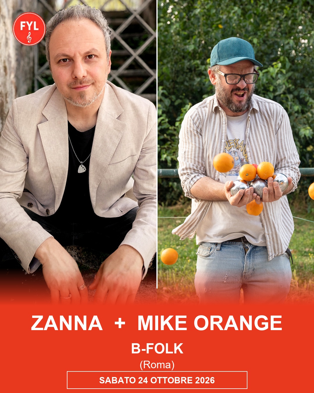 Mike Orange & Zanna @ B-Folk Roma sabato 24 ottobre #livedellasera