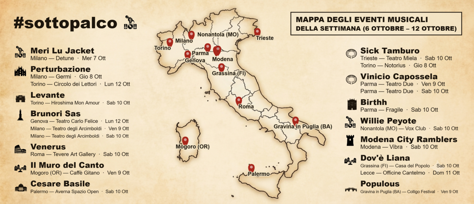 Sottopalco: i nostri live preferiti dal 6 al 12 ottobre