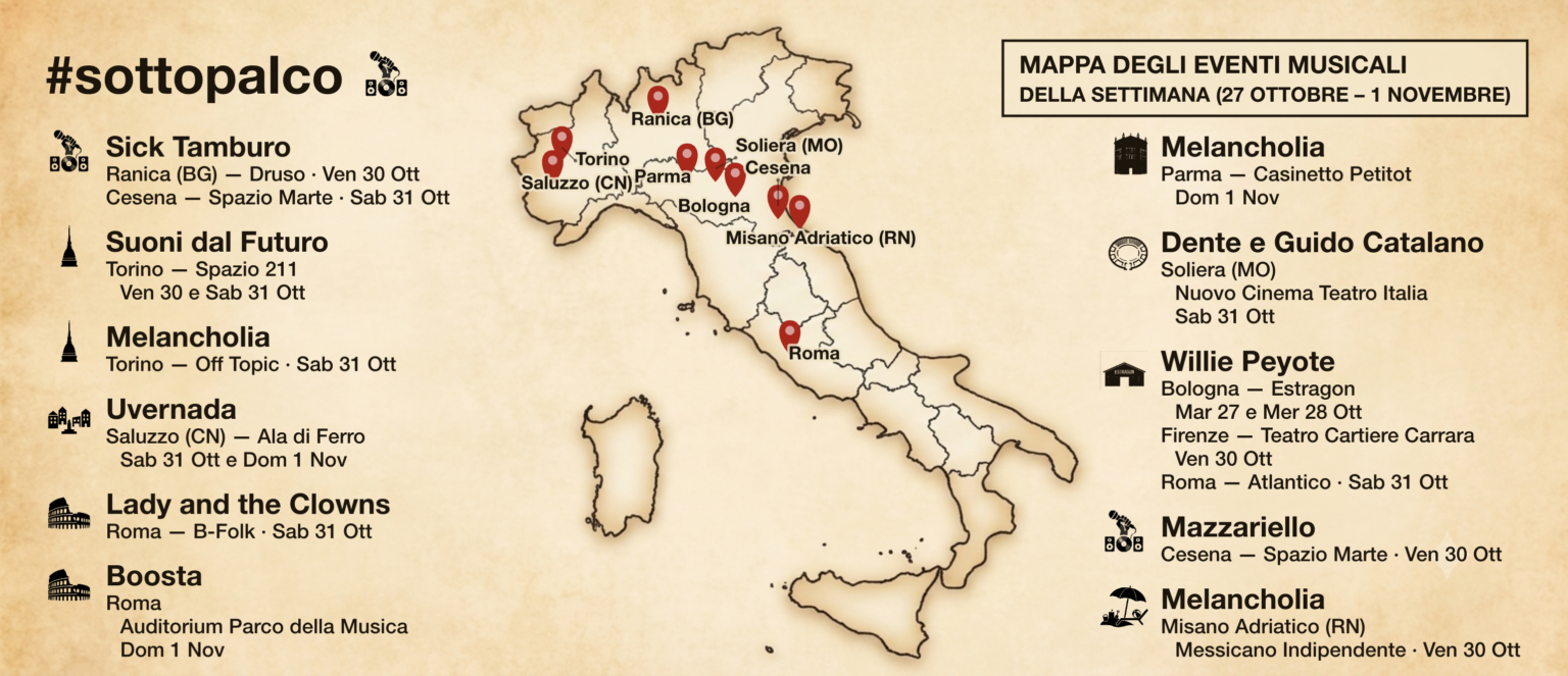 Sottopalco: i nostri live preferiti dal 27 ottobre al 1° novembre
